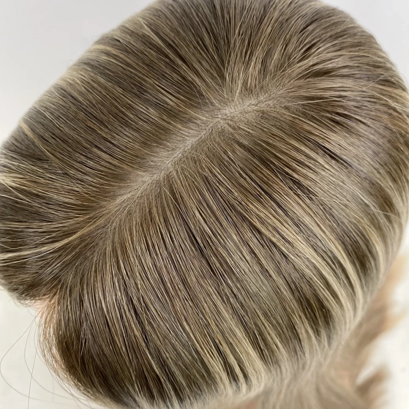 European Virgin Human Hair Kosher Wig Premium Quality Hand-tied Silk Base Top Straight Type Blonde Color Custom Made