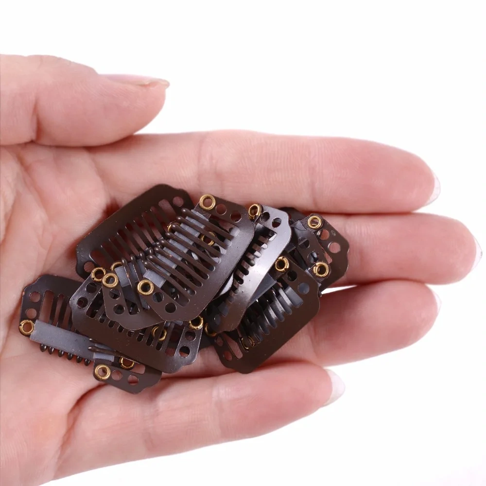 100pcs 28mm 8teeth wigs Clips with silicone back for Hair Extensions accessories 4 colors available