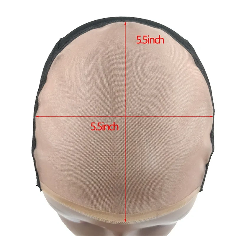 1PC 5.5 Inch  Mono Net Lace Cap for Making Wigs Base Mesh Hairnets Head Cover Cap Hair Accessories with Adjustable Stripes