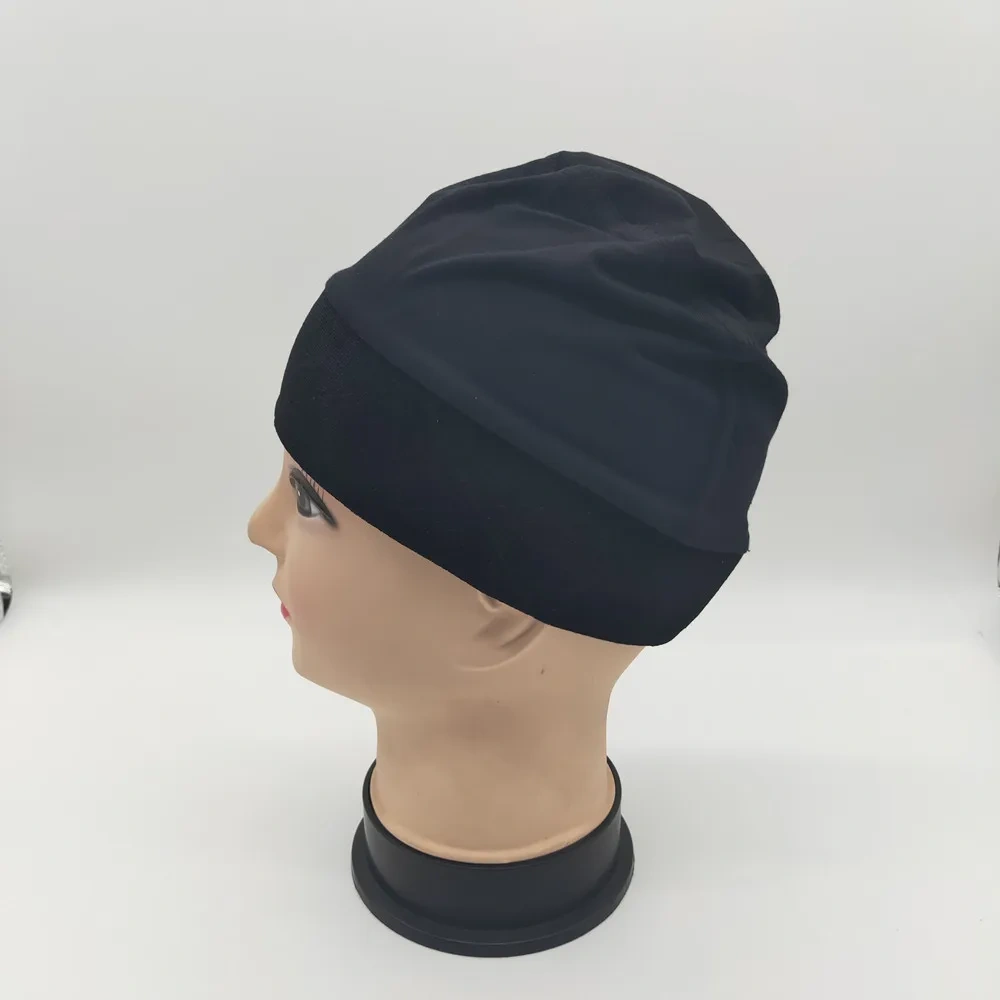 Black color wig grip cap with velvet headband around for cancel patients comfortable and elastic caps