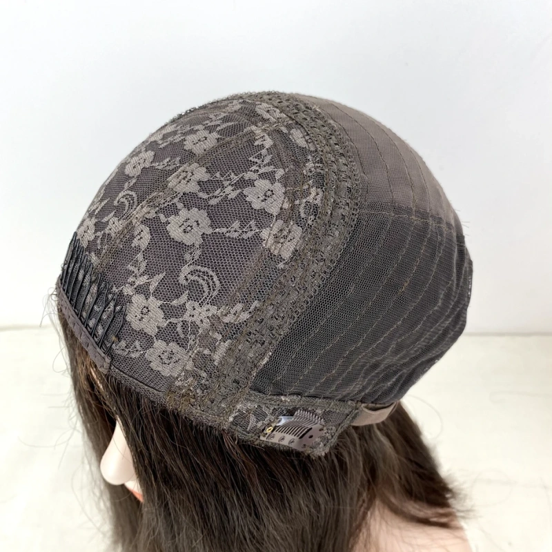 Remy Human Hair Jewish Wig No-Layered Shoulder Length Straight Type Silk Base Top Piano Brown Color Trendy Style