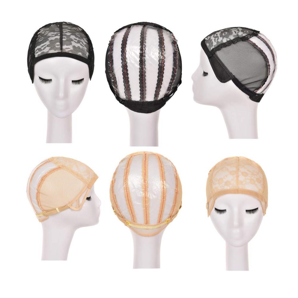 Wig Cap for Making Wigs Inner Lace with Adjustable Strap for Weave Wig Open Wig Caps with PVC Paper for DIY Wig (dark brown)