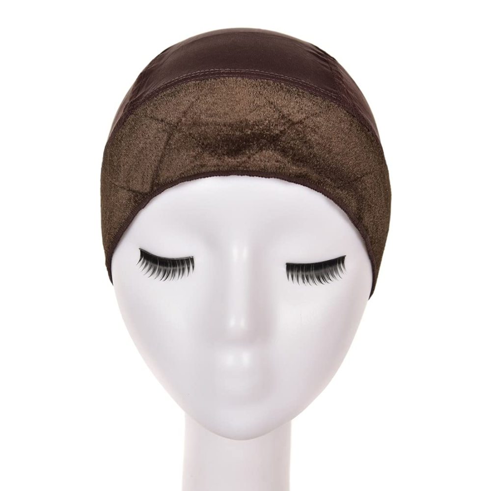 Wig Grip Cap Wig Grip band with Cap for Women 2-in-1 Wig Grip Band Plus Wig Cap for Lace Wigs and Frontal No-slip Comfort Velvet Adjustable Wig Grip Cap (Dark Brown)