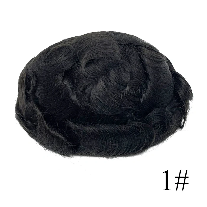 0.02-0.04mm Super Thin Skin Men's Toupee Natural Indian Human Hair Male Wig Prosthesis Hair System For Men Free Shipping