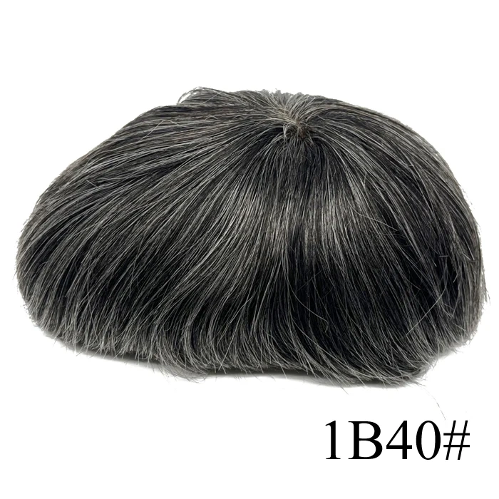 0.02-0.04mm Super Thin Skin Men's Toupee Natural Indian Human Hair Male Wig Prosthesis Hair System For Men Free Shipping