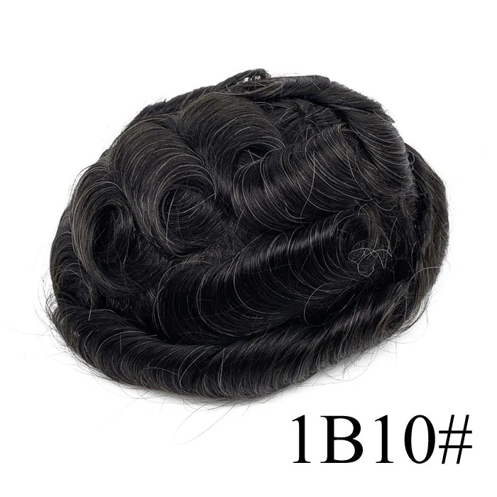 0.02-0.04mm Super Thin Skin Men's Toupee Natural Indian Human Hair Male Wig Prosthesis Hair System For Men Free Shipping