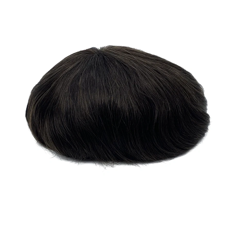 0.02-0.04mm Super Thin Skin Men's Toupee Natural Indian Human Hair Male Wig Prosthesis Hair System For Men Free Shipping