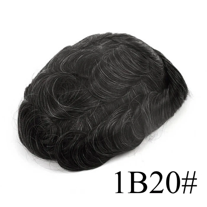 0.02-0.04mm Super Thin Skin Men's Toupee Natural Indian Human Hair Male Wig Prosthesis Hair System For Men Free Shipping