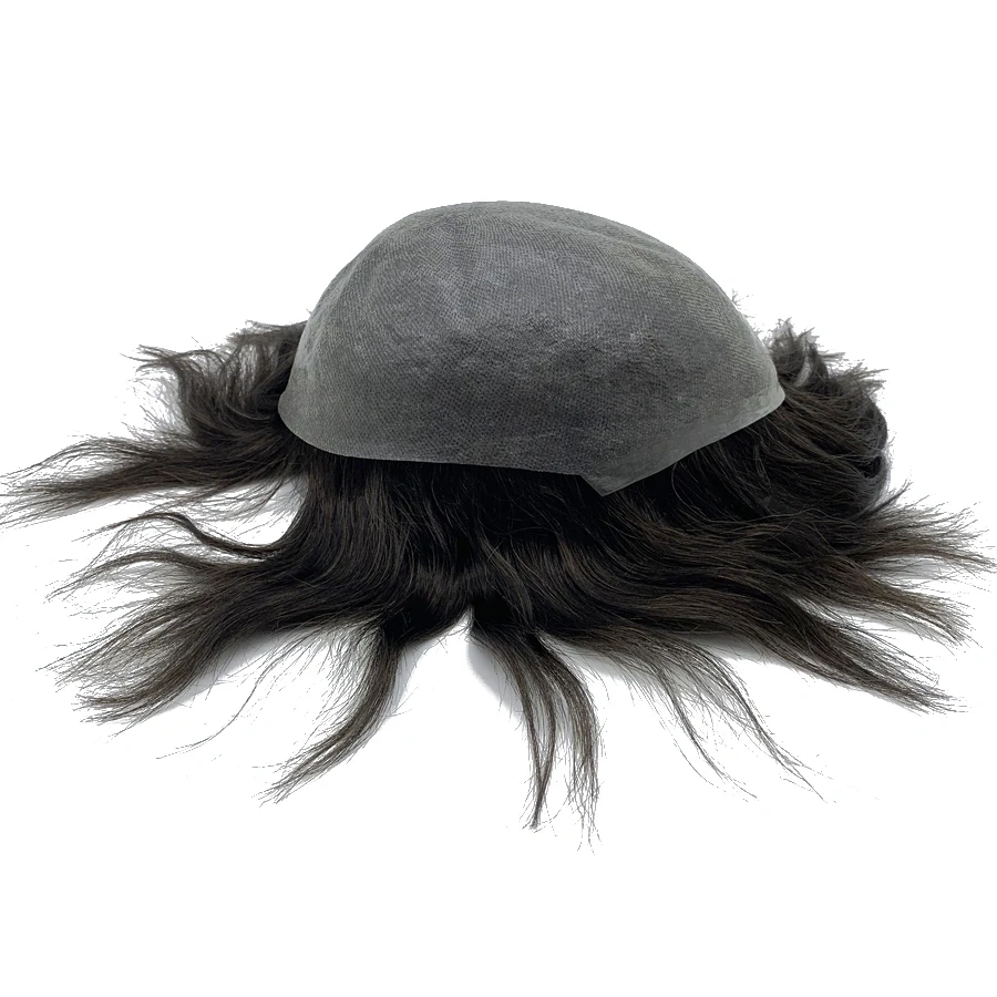 0.02-0.04mm Super Thin Skin Men's Toupee Natural Indian Human Hair Male Wig Prosthesis Hair System For Men Free Shipping