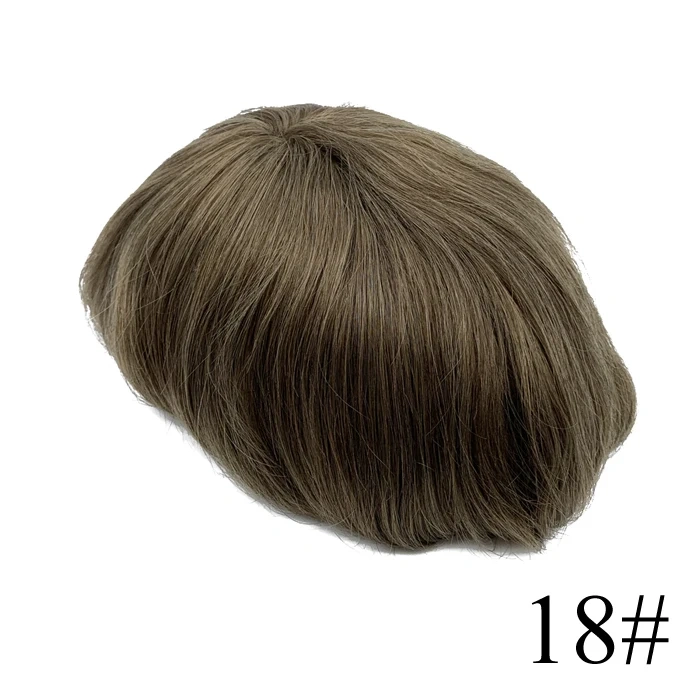 0.02-0.04mm Super Thin Skin Men's Toupee Natural Indian Human Hair Male Wig Prosthesis Hair System For Men Free Shipping