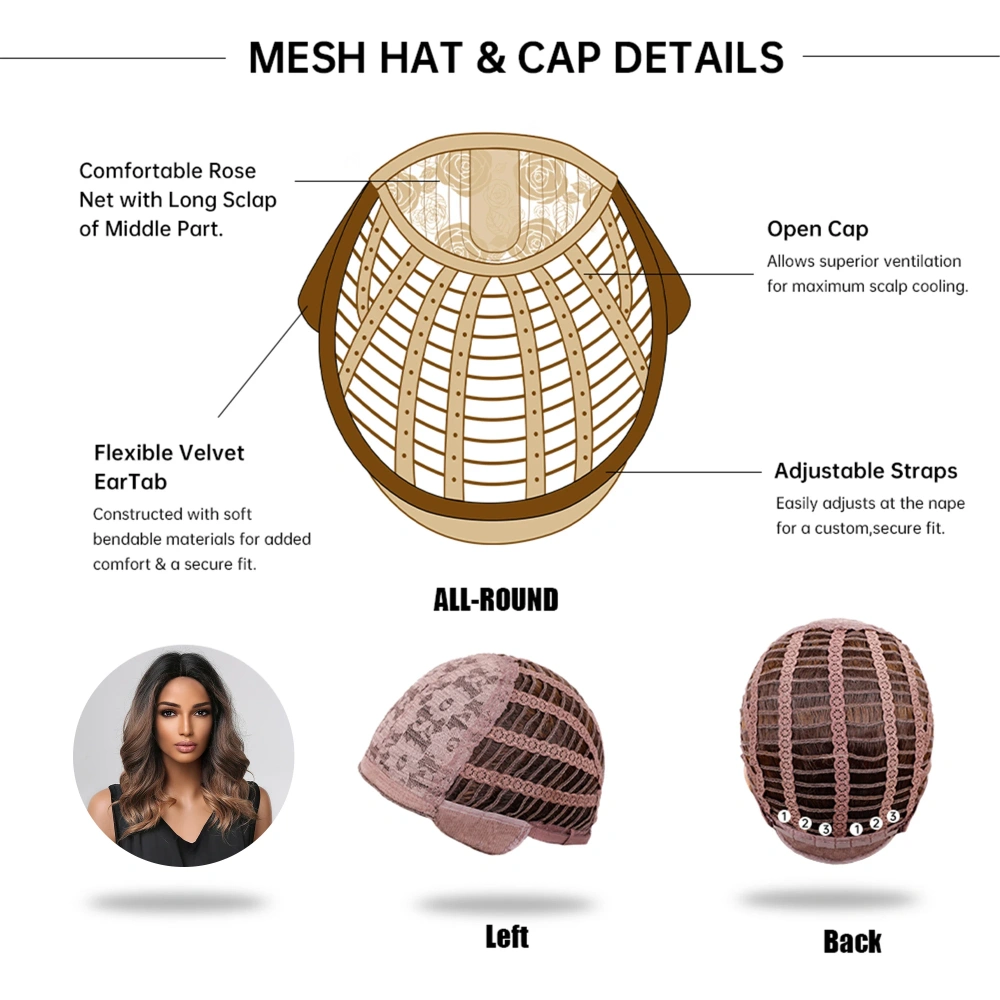 Shoulder Long Black Brown Ombre Wig Synthetic Natural Wave Wigs with Bangs Heat Resistant Daily Party Cosplay Wig for Afro Women