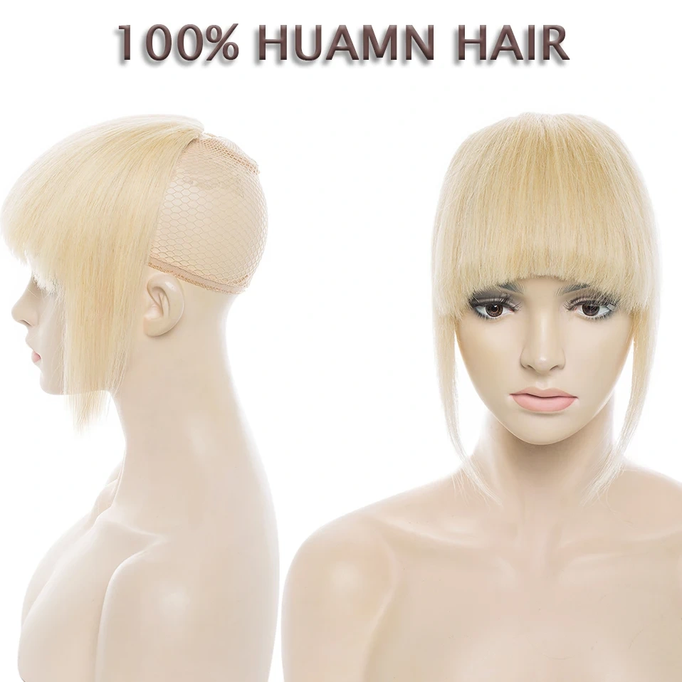 S-noilite 25g Human Hair Blunt Bangs Wig Natural Black Brown Invisible Fake Non-Remy Hair Piece Clip In Fringe Hair Extensions