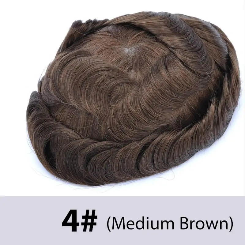 Men's Wigs Breathable French Lace & PU Male Hair Prosthesis Natural Remy Human Hair Pieces Men Wig Systems Unit Toupee For Men