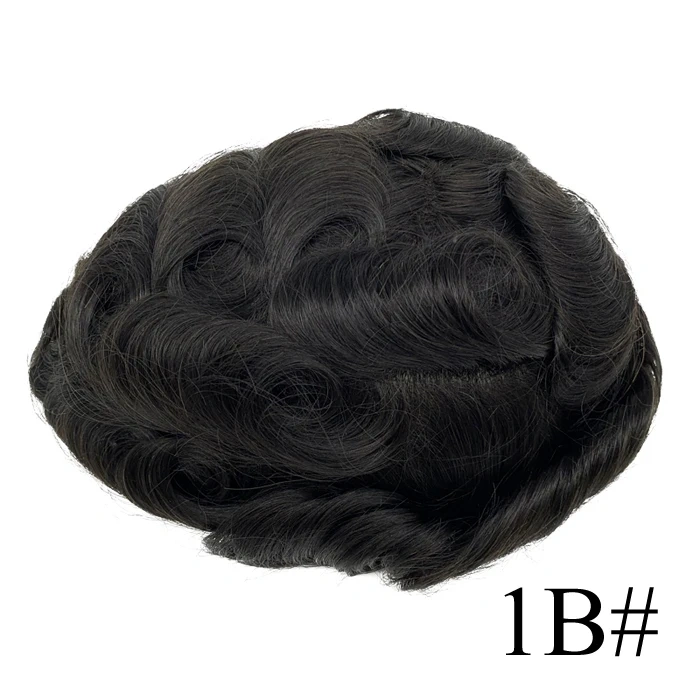 Mono Lace with PU Coating Mens Toupee Human Hair Replacement System
