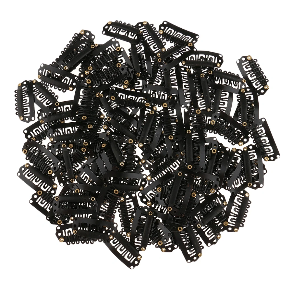 100pcs 28mm Metal Snap Clips for Hair Extensions Clip-on Wig Wigs Weft Hairpiece U Shape Metal Clips