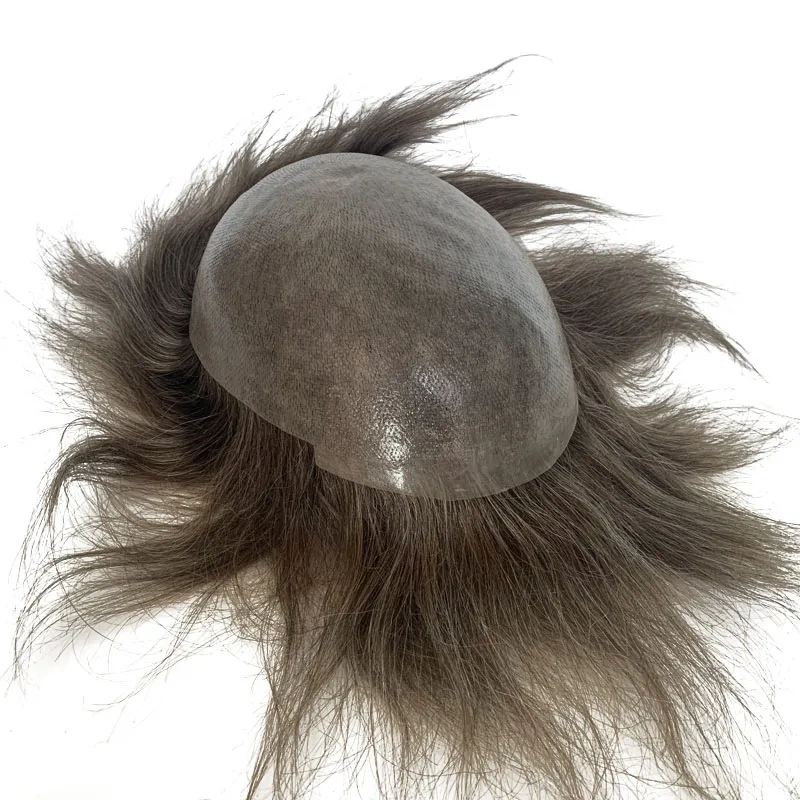 Soft PU Base Toupee Human Hair Men's Hair Repair System Invisible Hairline