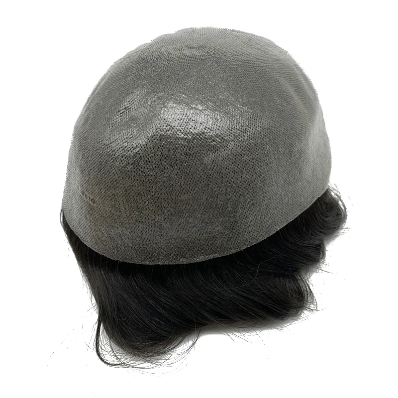 Men Hair Toupee Thick Thickness Kontted Capillary Prosthesis Pu Men's Wig 100% Human Hair System For Man