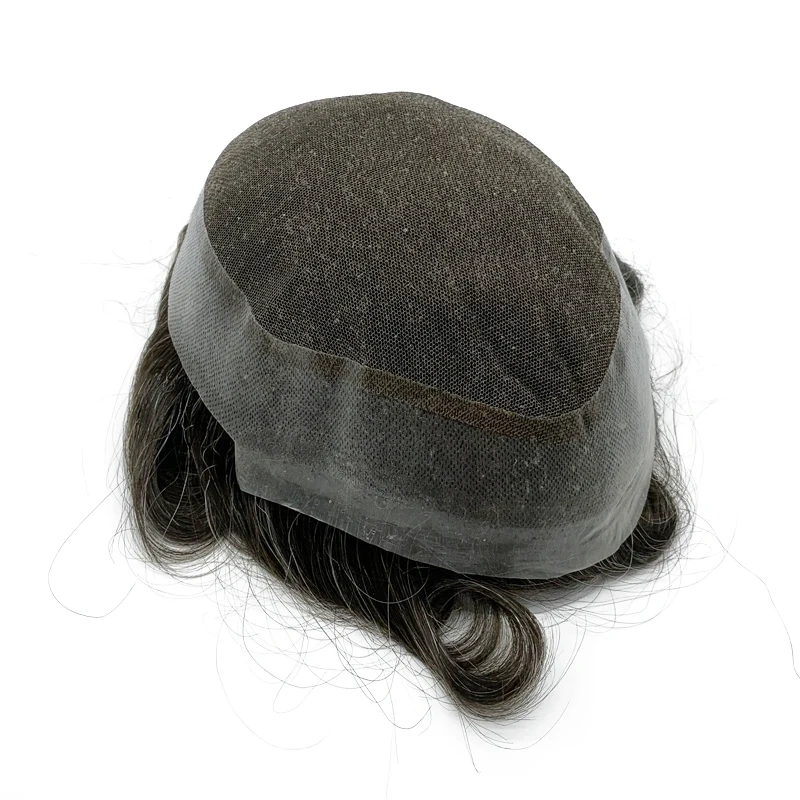 Australia Lace PU Men Toupee Indian Human Hair Male Wig Wave Straight Men's Capillary Prothesis Men Hair Replacement System