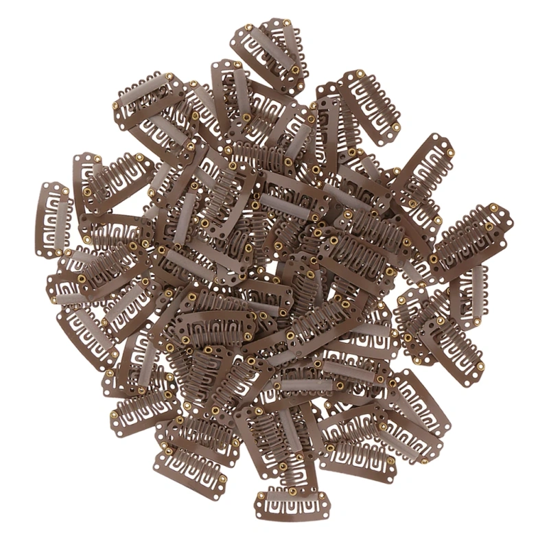 100pcs 28mm Metal Snap Clips for Hair Extensions Clip-on Wig Wigs Weft Hairpiece U Shape Metal Clips