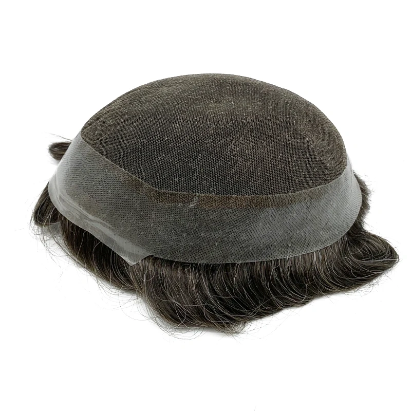 Australia Lace PU Men Toupee Indian Human Hair Male Wig Wave Straight Men's Capillary Prothesis Men Hair Replacement System