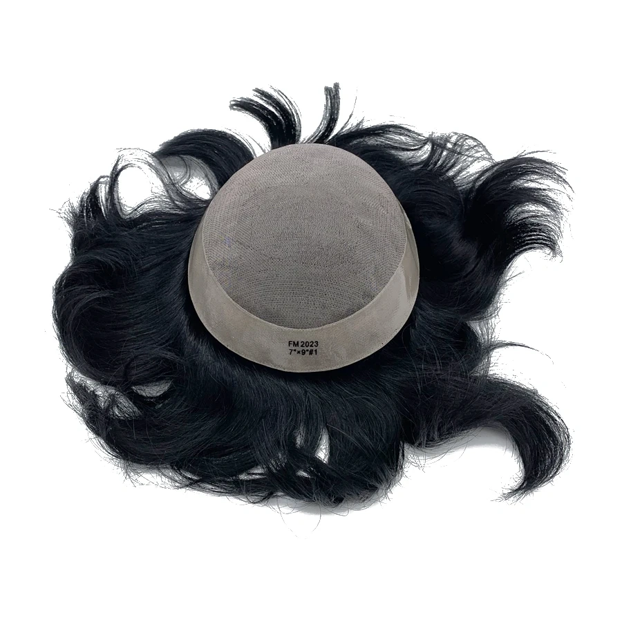 Mono Lace with PU Coating Mens Toupee Human Hair Replacement System