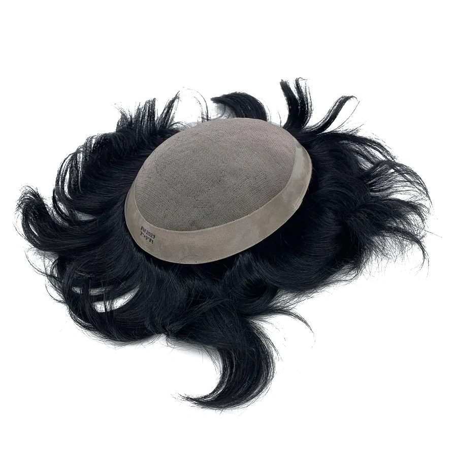 Mono Lace with PU Coating Mens Toupee Human Hair Replacement System
