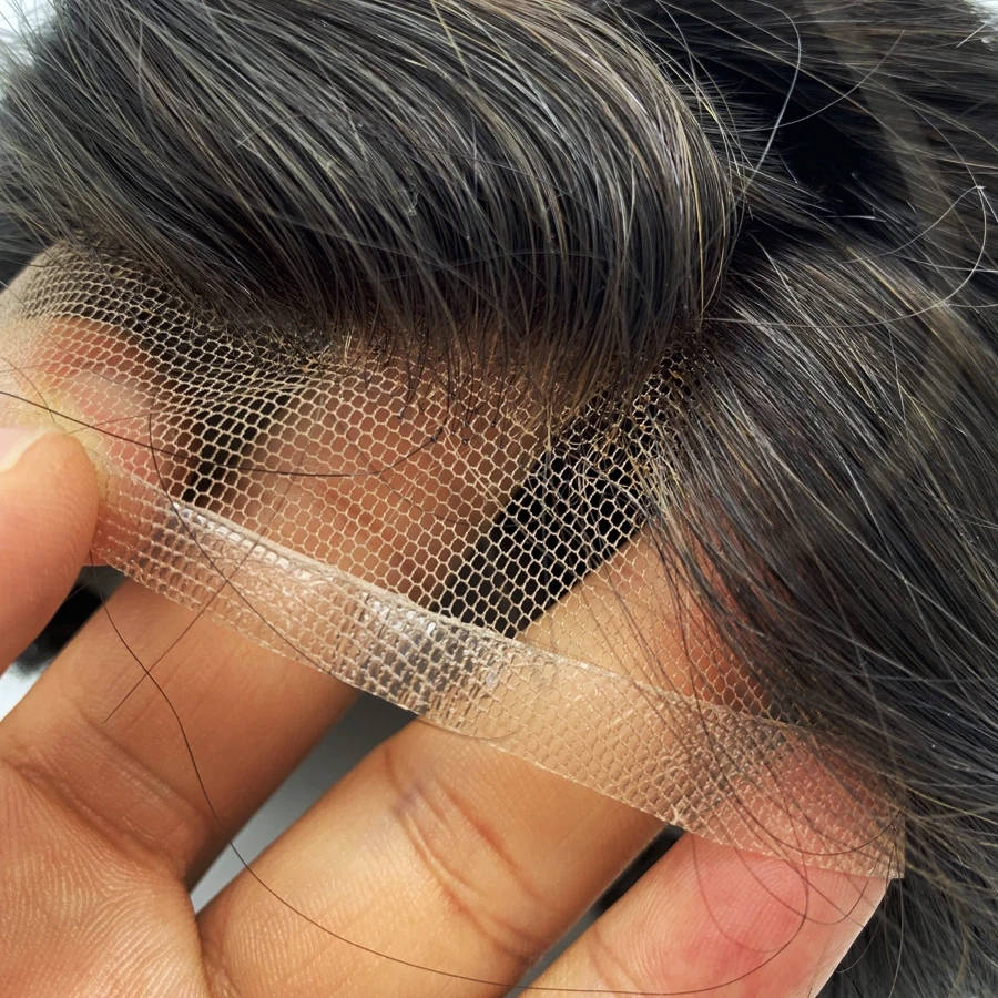 Men Hair Toupee Human Hair Top Mono Lace And Front Swiss Lace Wig Natural