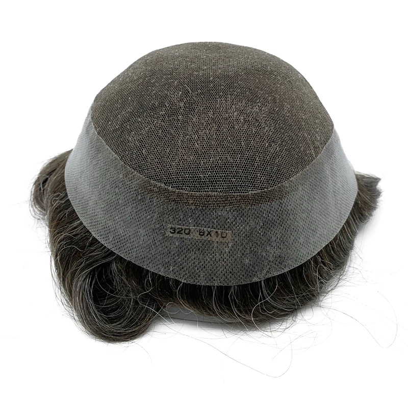 Australia Lace PU Men Toupee Indian Human Hair Male Wig Wave Straight Men's Capillary Prothesis Men Hair Replacement System