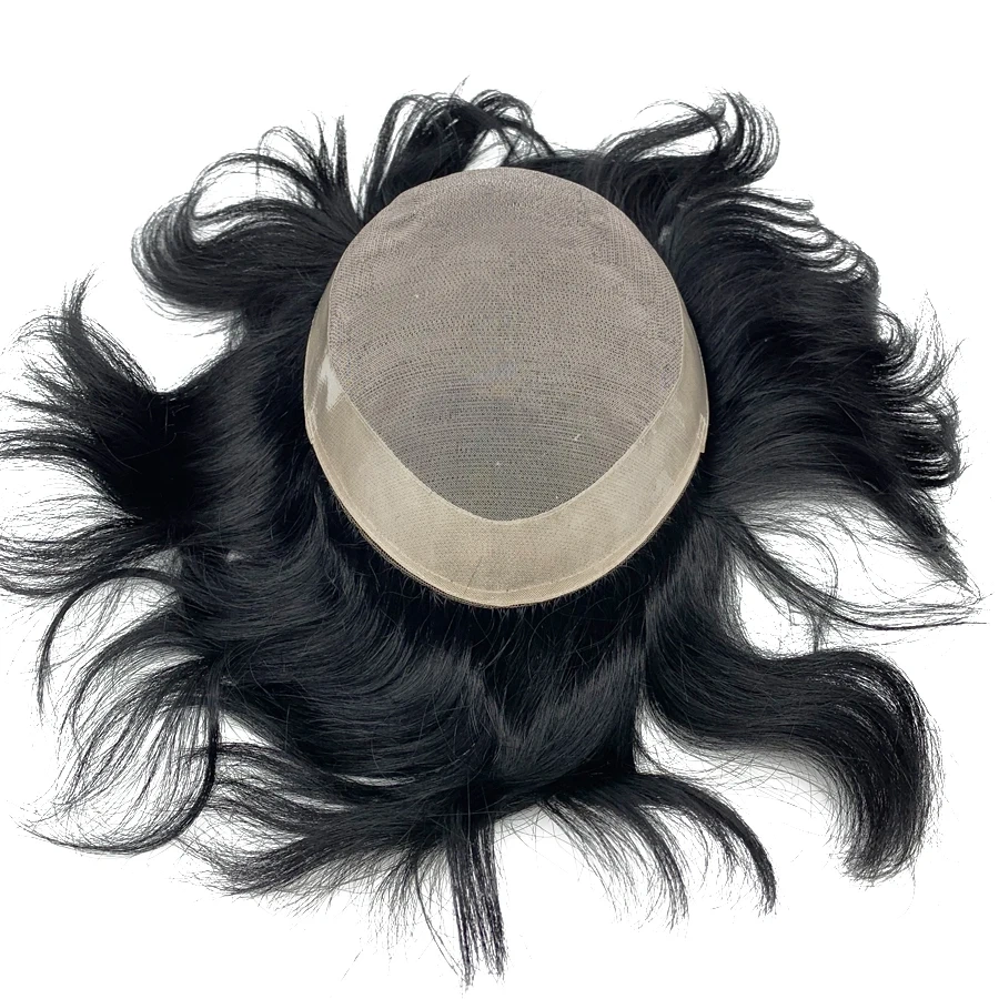 Mono Lace with PU Coating Mens Toupee Human Hair Replacement System