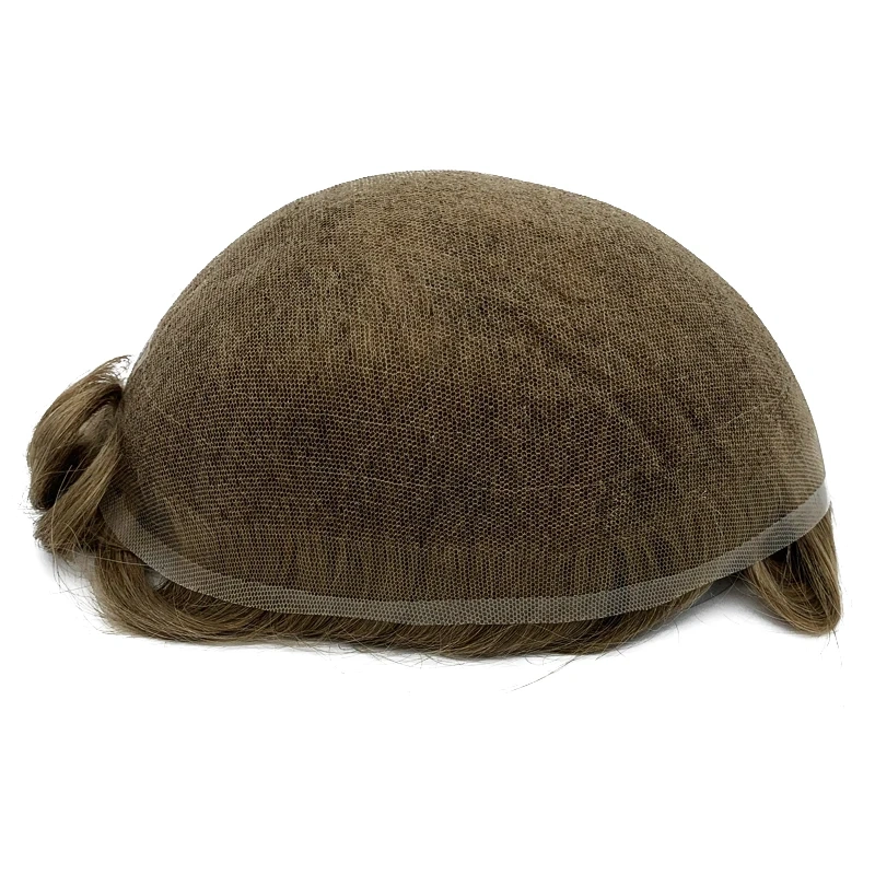 Hair Sock French Lace Bleach Knot Natural Hairline Mens Toupee Indian Human Hair Replacement Systems