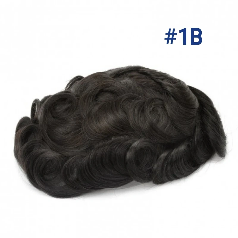 Male Hair Prosthesis 0.1-0.12mm Injection Skin Man Wig Durable Wigs For Men 100% Human Hair System Unit Capillary Prosthesis