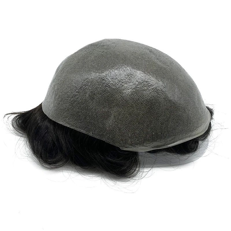 Men Hair Toupee Thick Thickness Kontted Capillary Prosthesis Pu Men's Wig 100% Human Hair System For Man