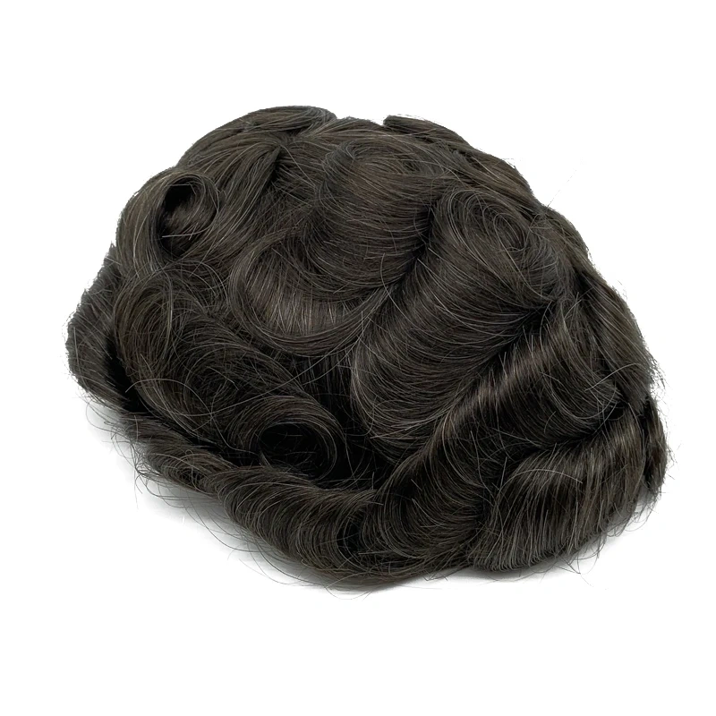 Australia Lace PU Men Toupee Indian Human Hair Male Wig Wave Straight Men's Capillary Prothesis Men Hair Replacement System