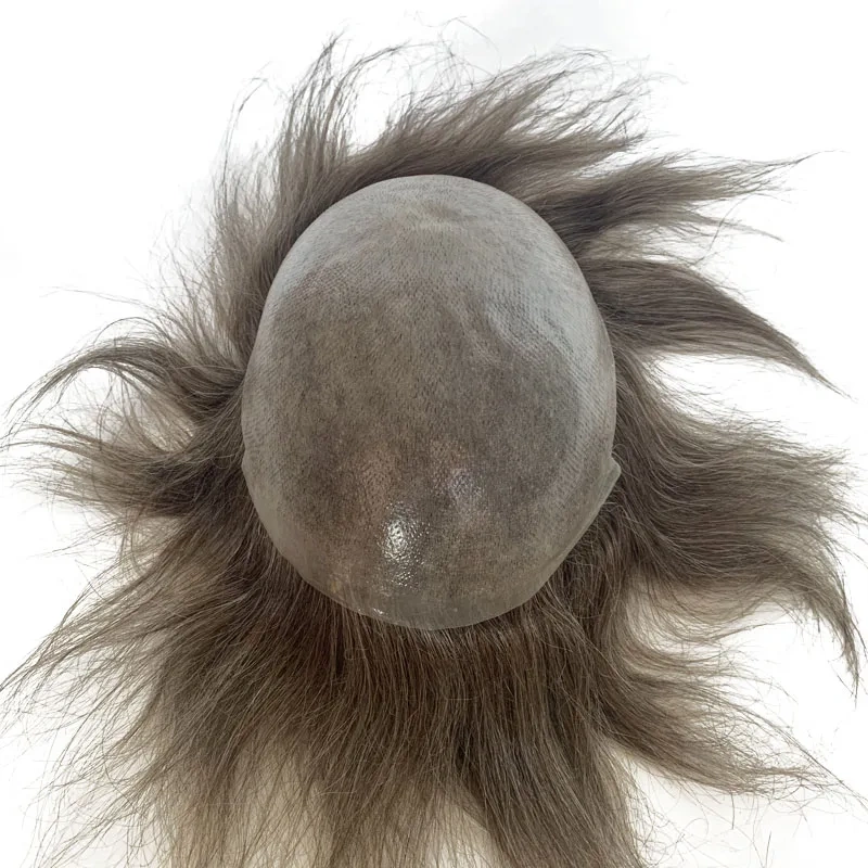 Soft PU Base Toupee Human Hair Men's Hair Repair System Invisible Hairline
