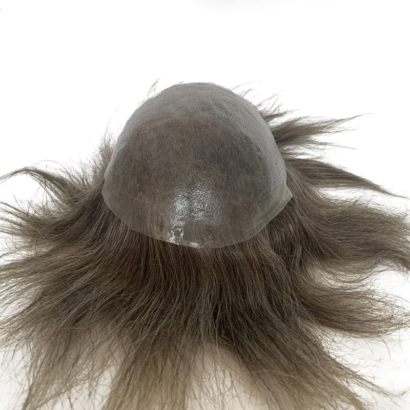 Soft PU Base Toupee Human Hair Men's Hair Repair System Invisible Hairline