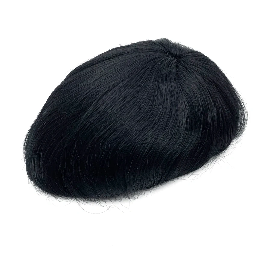 Mono Lace with PU Coating Mens Toupee Human Hair Replacement System