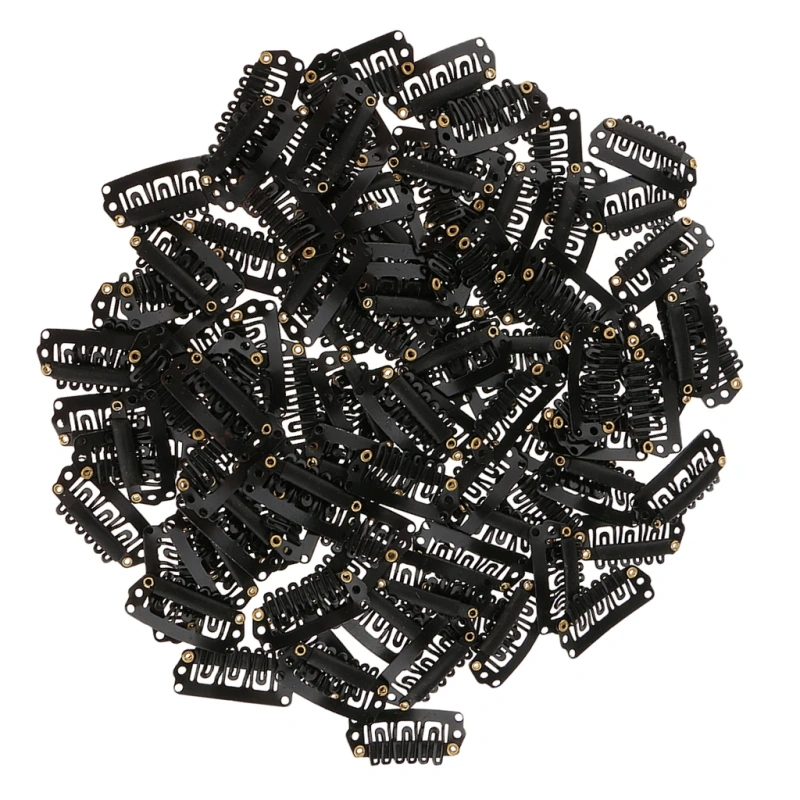 100pcs 28mm Metal Snap Clips for Hair Extensions Clip-on Wig Wigs Weft Hairpiece U Shape Metal Clips