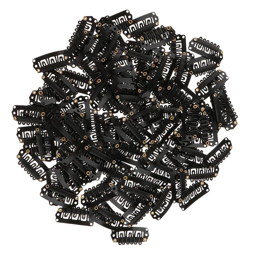 100pcs 28mm Metal Snap Clips for Hair Extensions Clip-on Wig Wigs Weft Hairpiece U Shape Metal Clips