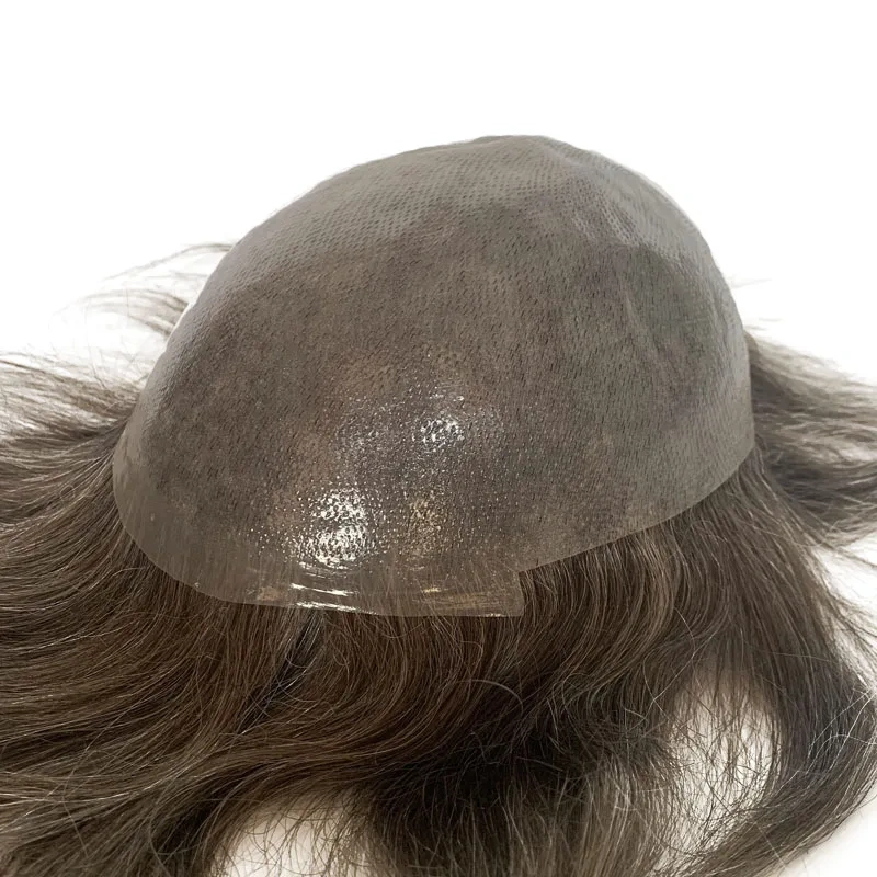 Soft PU Base Toupee Human Hair Men's Hair Repair System Invisible Hairline