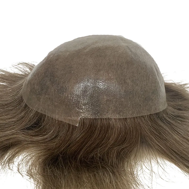 Soft PU Base Toupee Human Hair Men's Hair Repair System Invisible Hairline