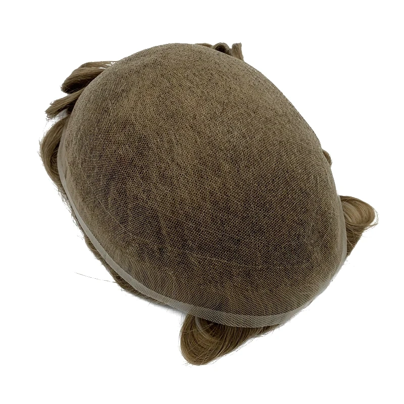 Hair Sock French Lace Bleach Knot Natural Hairline Mens Toupee Indian Human Hair Replacement Systems