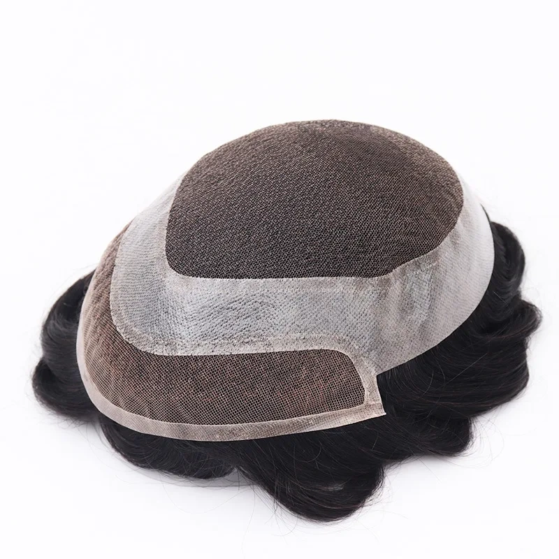 Men Toupee Lace And Pu Base Wigs Blonde Hair Lace Front Hair Systems Male Hair Prosthesis T4/613 Hairpieces For Men Hair System