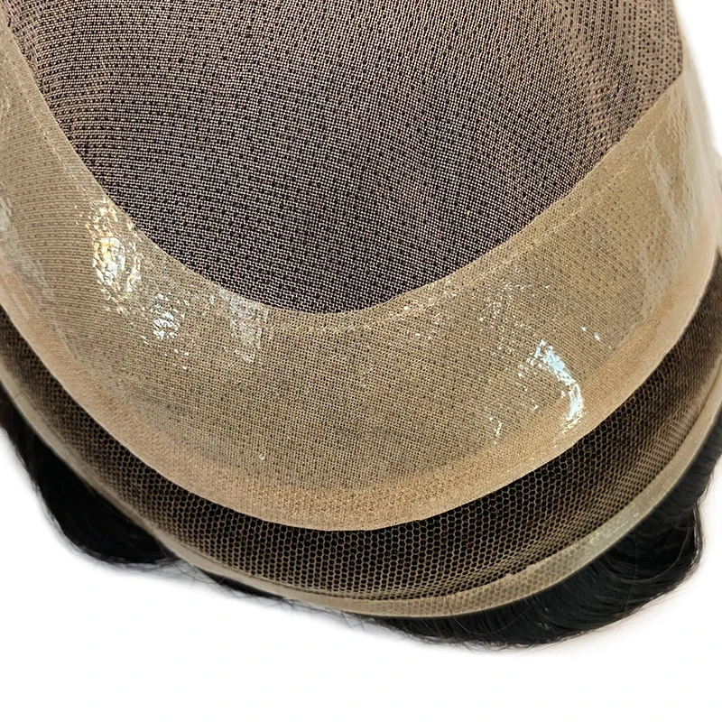 Men's Human Hair Prosthesis Frontal Swiss Lace NPU Man Toupee Indian Human Hair System Unit Lace NPU Wig Natural Human Hairpiece