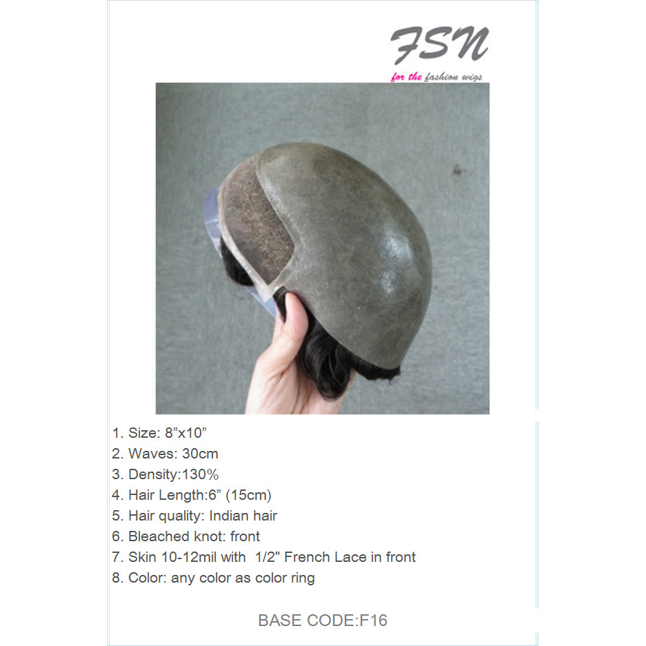 Bio-Men Toupee Invisible Man Replacement System Unit Male Hair Prosthesis 100% Natural Human Hair Wig For Men