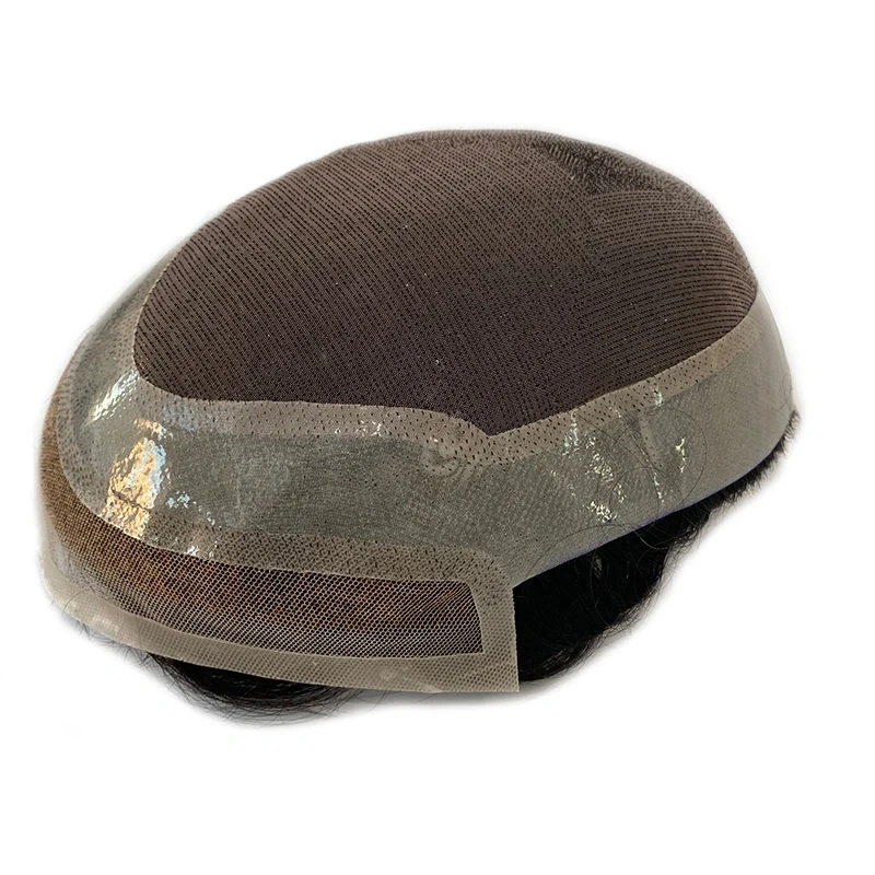 Men's Human Hair Prosthesis Frontal Swiss Lace NPU Man Toupee Indian Human Hair System Unit Lace NPU Wig Natural Human Hairpiece