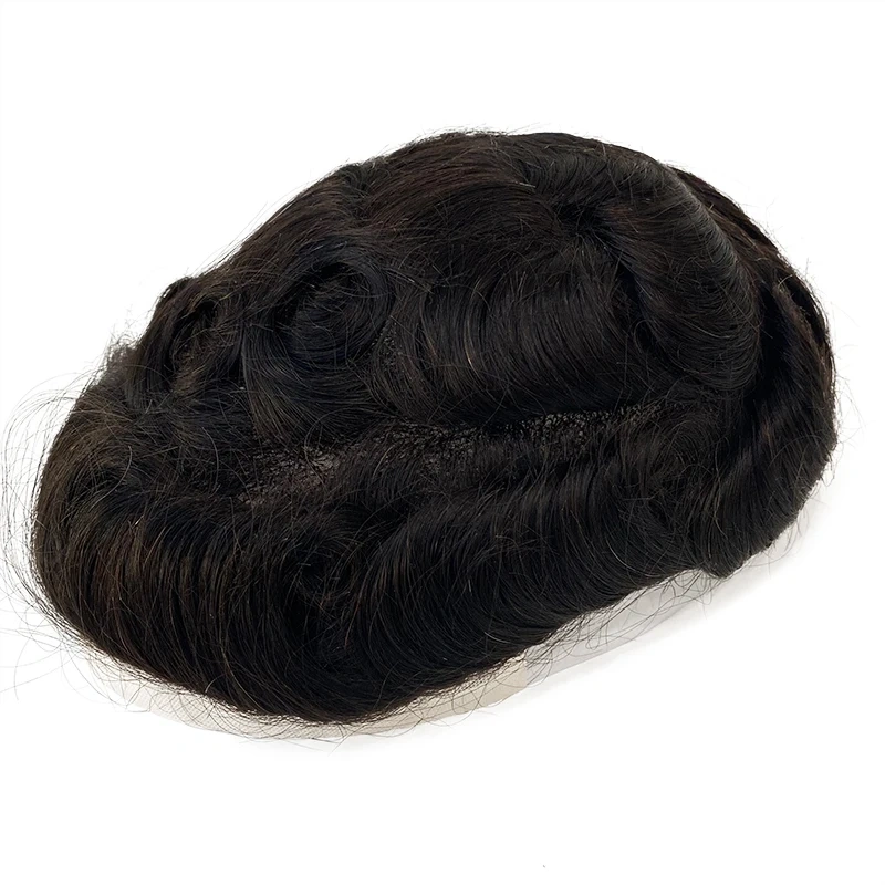 Men's Human Hair Prosthesis Frontal Swiss Lace NPU Man Toupee Indian Human Hair System Unit Lace NPU Wig Natural Human Hairpiece