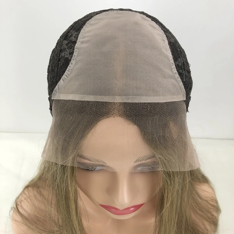 Remy Human Hair Kosher Wig For White Women Brown With Highlights Long Straight Style Swiss Lace Top Little Layer Sheitels