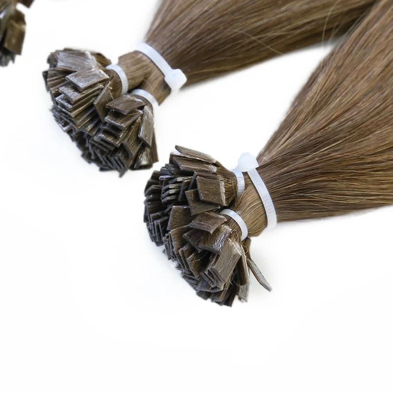 Flat Tip Hair Extensions Remy 100% Human Hairpieces Straight Keratin Tip Hair Extensions For Salon Pre Bonded Hairwigs