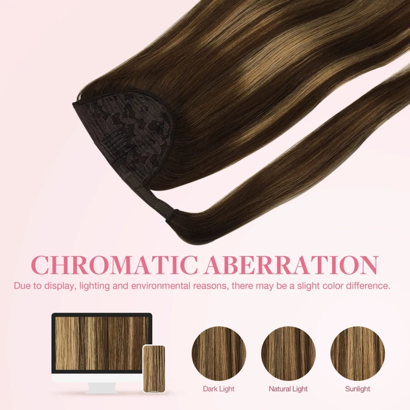 Ponytail Human Hair Wrap Around Horsetail Straight 100% Remy Thick Human Hair Clip-in Ponytail Extensions For Women 75-90G