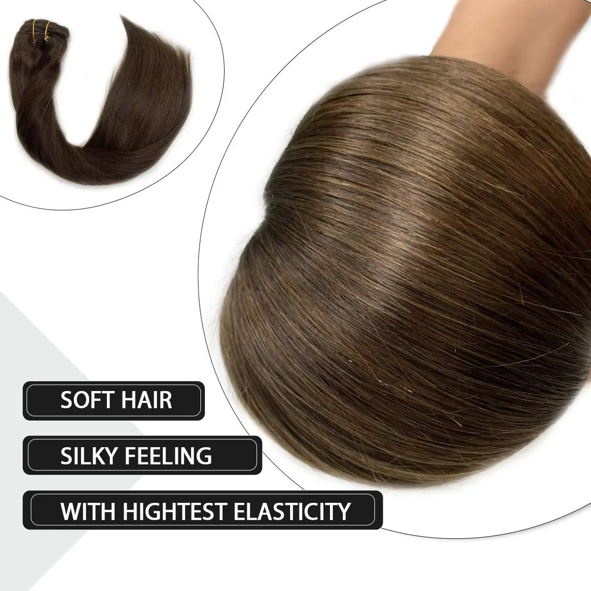 Clip In Human Hair Extensions Straight Remy Hair Natural Black to Light Brown Honey Ombre Hair Extensions With Clips 120G